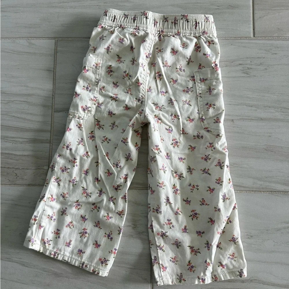 Printed Pull-On Baggy Wide-Leg Cargo Twill for Toddler Girls (Old Navy)